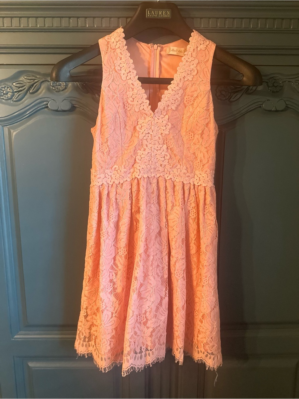 Altar'd State Coral Pink Lace V-Neck Girls' Party Dress
